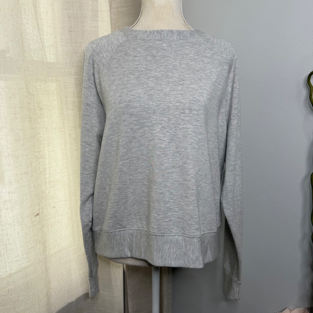 Quince SuperSoft Fleece Sweater Crew Raglan Heather Grey Women's Size Medium M - Picture 1 of 8